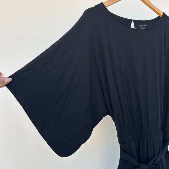 Garnet Hill Prato Knit Jumpsuit Black XS Extra Small Wide Leg Lyocell Flowy - Picture 9 of 10